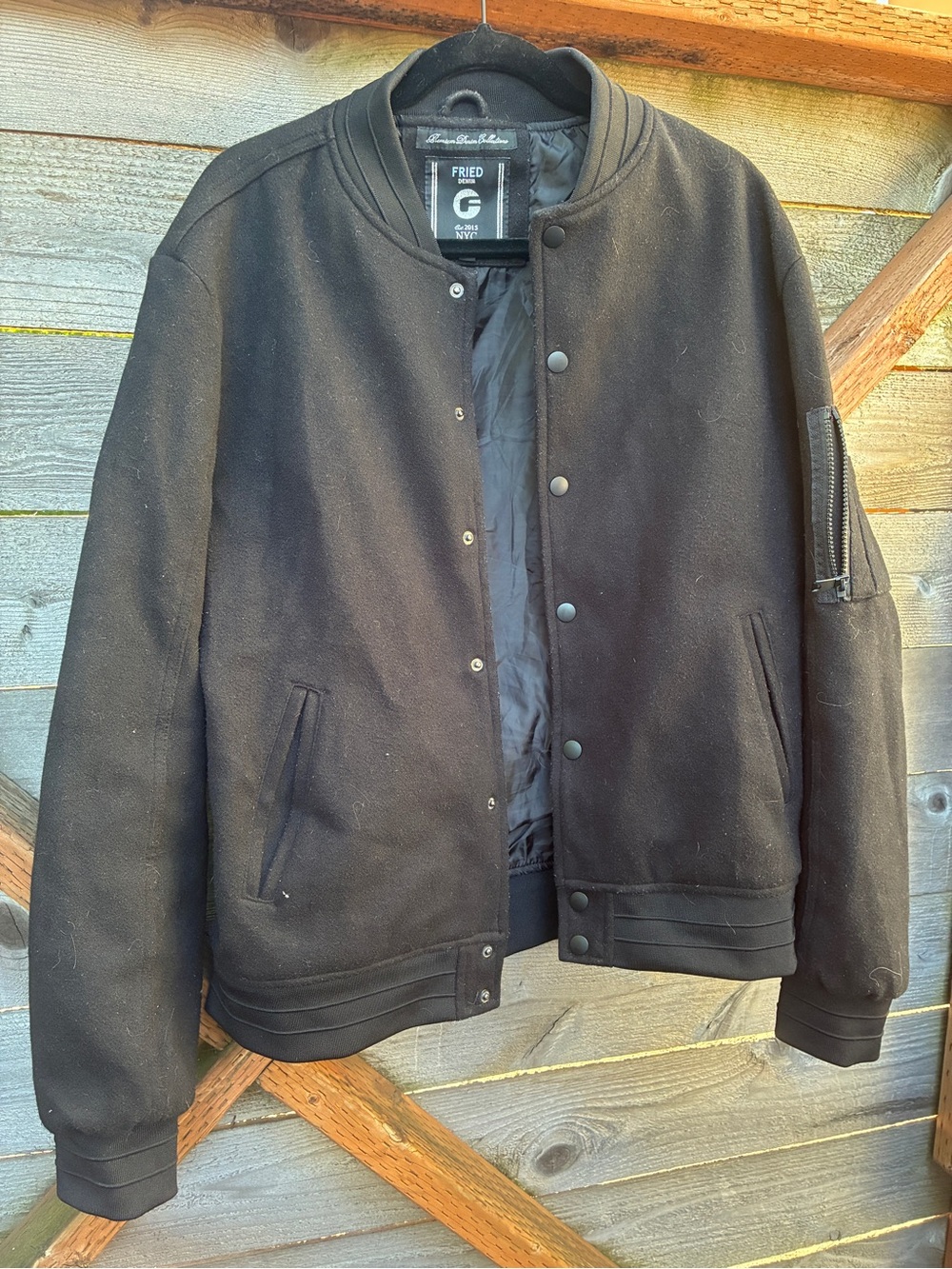FRIED Black Wool Bomber Jacket - Men's